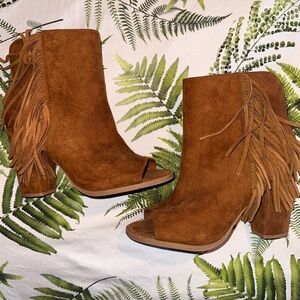 Suede Fringe Booties